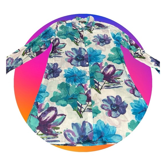 ➕Orange Floral Button-Up 34.5” Shirt
Light cotton fabric Bright - Picture 2 of 8